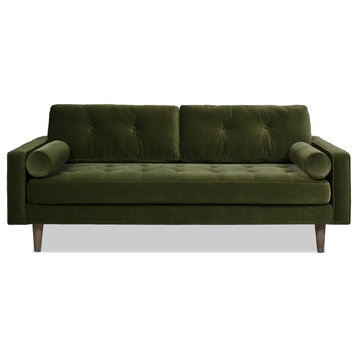 Nicholas 84.5" Mid-Century Modern Sofa, Olive Green Performance Velvet