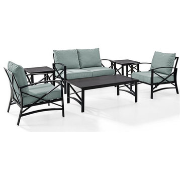 Crosley Furniture Kaplan 6Pc Fabric Sofa Set in Oil Rubbed Bronze/Mist Green