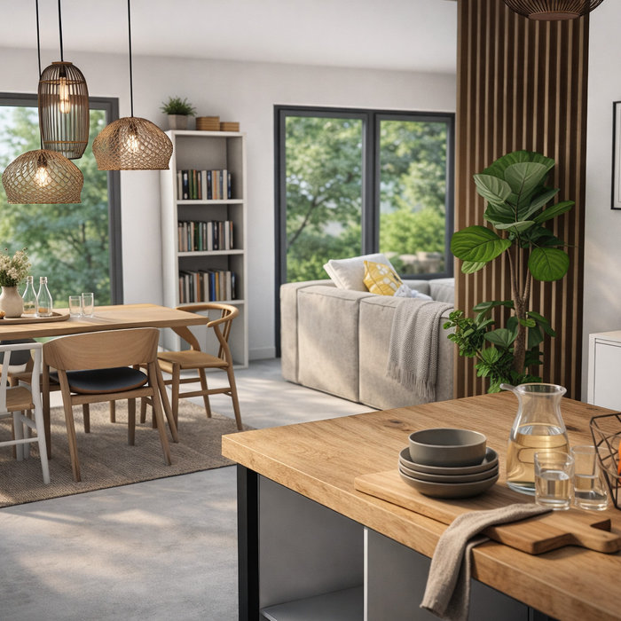 Comment structurer un espace ouvert sans cloisonner ? Projet d'aménagement intérieur à Vannes