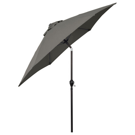9' Patio Umbrella, Fiberglass Ribs, Crank Lift, Push-Button Tilt, Taupe