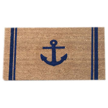 Hand Painted "Anchor" Welcome Mat, Blue Anchor