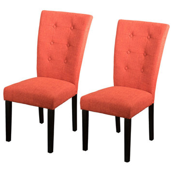 GDF Studio Leighton Fabric Dining Chairs, Set of 2, Orange