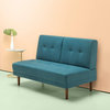 Mid-Century Loveseat, Armless Design With Button Tufted Padded Seat, Turquoise