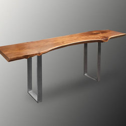 Rectangular Steel Base Live Edge Console - Console Tables