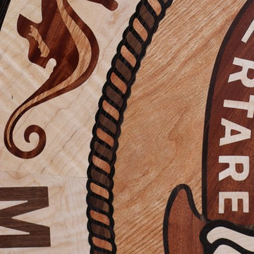 Pegasus wood medallion floor medallion inlay