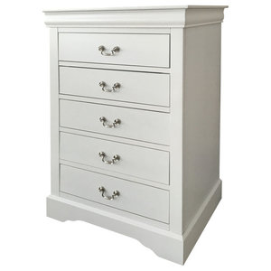 Sauder Harbor View 5 Drawer Chest In Antiqued White Traditional
