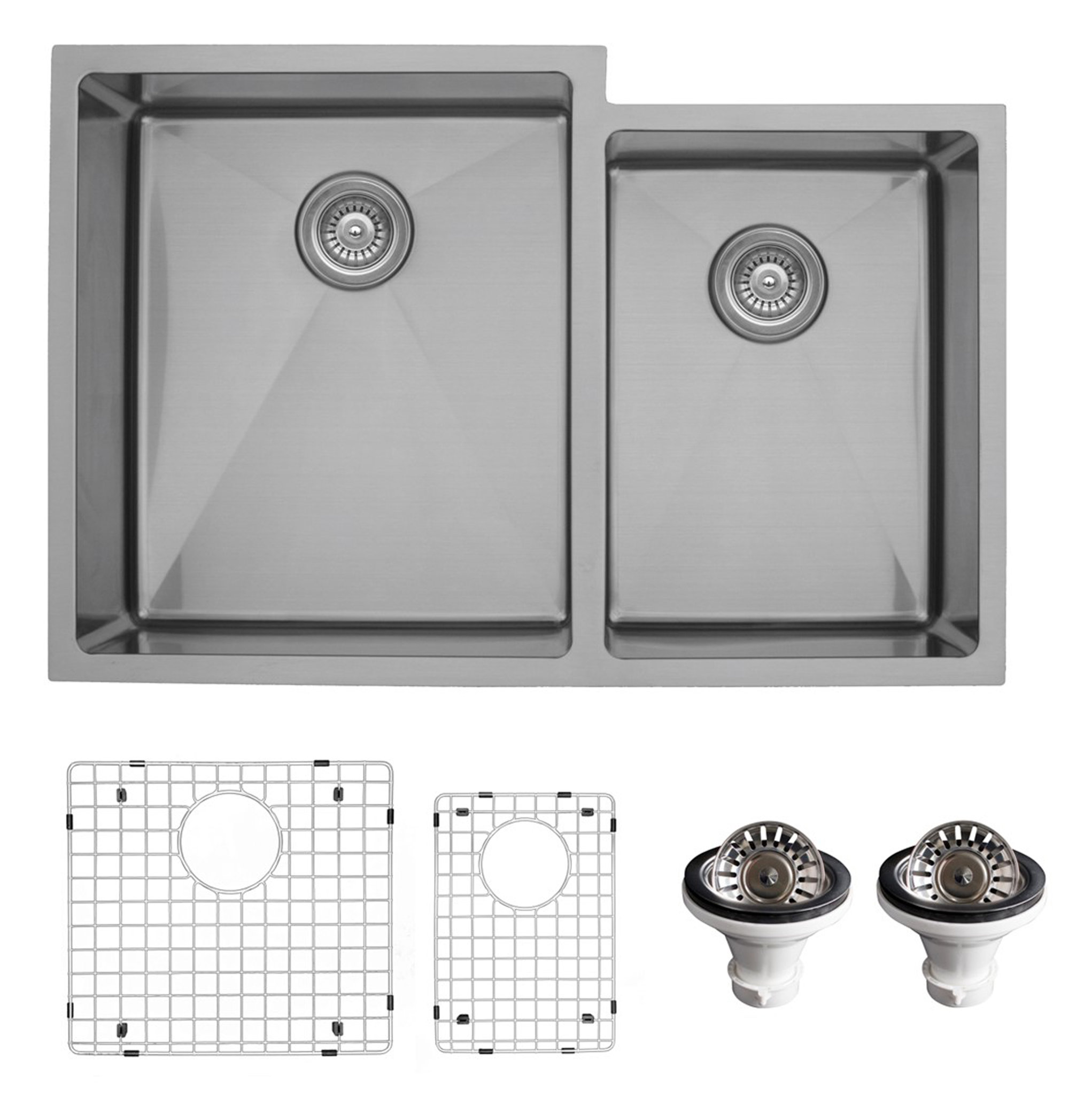 Karran Undermount Stainless Steel 33" 16-Gauge Double Bowl 60/40 Sink Kit