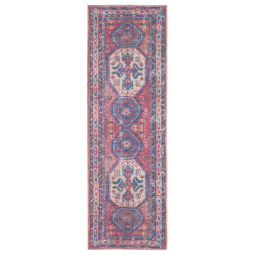 Nicole Curtis Nc Series 1 10' Runner Red/Navy Machine Washable Area Rugs