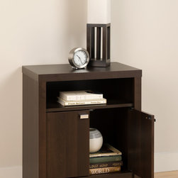 Prepac Espresso Series 9 Designer 2-Door Tall Nightstand - Nightstands And Bedside Tables