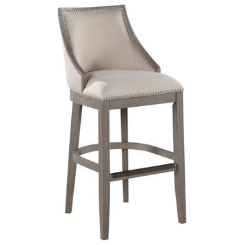 Paighton Solid Wood Driftwood Gray Finish Wood 30-inch Seat Height Bar Stool