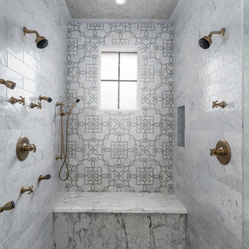 Walk In Shower with Mosaic Tile