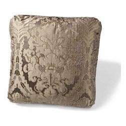 Damask II Le Fleur Pewter Pillow - Decorative Pillows