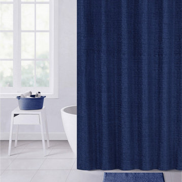 Navy Blue Soft Textured Shower Curtain