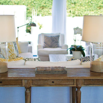 Sofa Console Table & Sand-Filled Glass Lamps