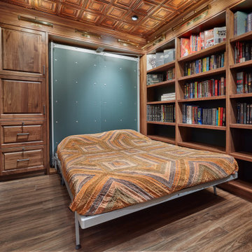 Rotating Hidden Wall Bed - Oiled Walnut Library