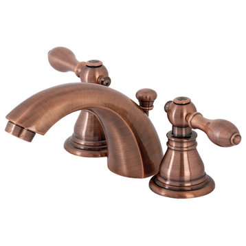 KB956ACL Widespread Bathroom Faucet With Plastic Pop-Up, Antique Copper