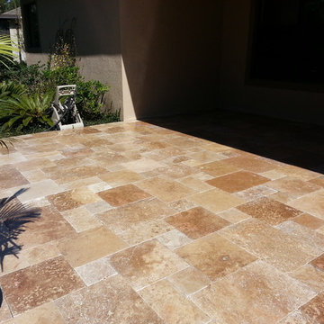 Noce Travertine French Pattern patio remodels