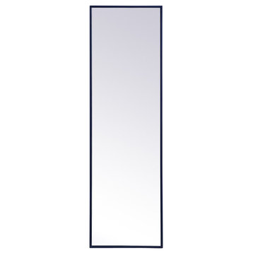 Elegant Decor Eternity 60" x 18" Mid Century Metal Frame Mirror in Blue