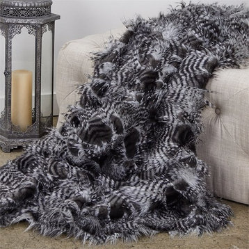 Plutus Porcupine Grey and Silver Faux Fur Luxury Throw