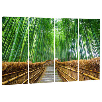 "Path to Bamboo Forest" Photo Glossy Metal Wall Art, 4 Panels, 48"x28"