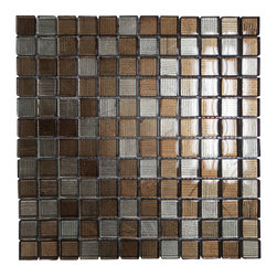 GL Stone Tile - Brown and Chrome Metallic Stripped Glass Mosaic Tiles, 11 Sheets - Mosaic Tile