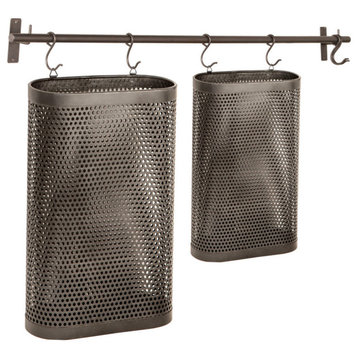 Perforated Iron Oval Wall Basket Rack, 17"