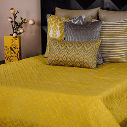 Audrina Yellow & Grey Reversible Bedspread - Quilts And Quilt Sets