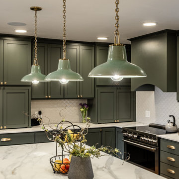 Whimsical Green Kitchen & Living Room Renovation