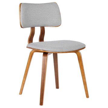 Mick Dining Chair, Walnut Wood and Gray Fabric
