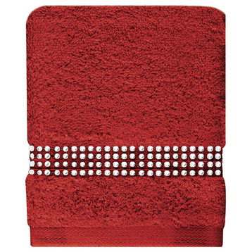 Sparkles Home Rhinestone Stripe Fingertip Towel (Set of 2) - Red