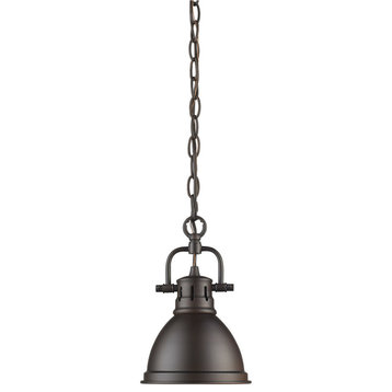 Duncan Mini Pendant With Chain, Rubbed Bronze With Rubbed Bronze Shade
