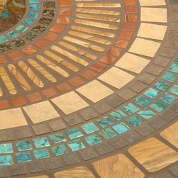 Custom Floor Mosaic Featuring Our Mosaic Turquoise, Apple Coral & Boulder Turquo - Wall And Floor Tile