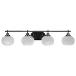 Toltec Lighting - Toltec Lighting 2614-MB-212 Odyssey - Four Light Bath Bar - Warranty: 1 Year Assembly Required: Yes Shade Included: YesOdyssey Four Light Bath Bar Matte Black White Muslin Glass *UL Approved: YES *Energy Star Qualified: n/a *ADA Certified: n/a *Number of Lights: Lamp: 4-*Wattage:100w Medium Base bulb(s) *Bulb Included:No *Bulb Type:Medium Base *Finish Type:Matte Black