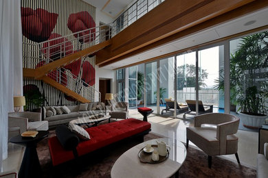 Design ideas for a modern living room in Pune.