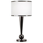 HOMEGLAM - Dione 28"H Metal Table Lamp, Black Chrome - Modernize the decor in your home or office when you place this metal table lamp on an end table or desk space. This modern lamp with a drum-shaped shade features a black polished finish for added flair.