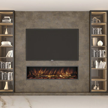 Modern TV Unit with Fireplace & Display Cabinet Supplied by Inspired Elements