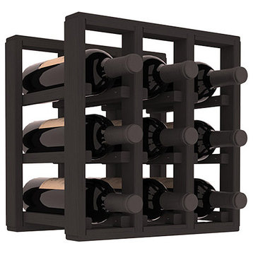 Pine 9-Bottle Countertop Wine Rack, Black Stain