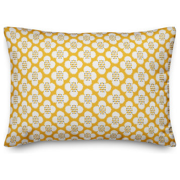 Yellow Floral Pattern Throw Pillow