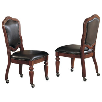 Bellagio Gaming/Dining Chair, Distressed Brown Cherry Wood, Set of 2