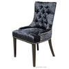 Accent Tufted Fabric Dining Chair With Silver Nailhead, Black
