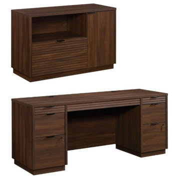 Home Square 2-Piece Set with Computer Credenza Desk & Small Filing Cabinet