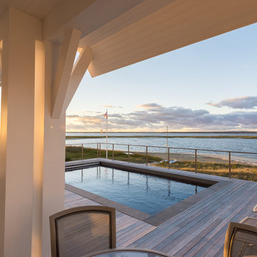 Rear pool deck under overhang