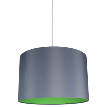 Marie Duo Color Shade Pendant, 10"x15.5", Gray With Green Lining
