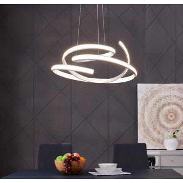 Oslo Dimmable Integrated LED Chandelier, Silver, Without Smart Dimmer