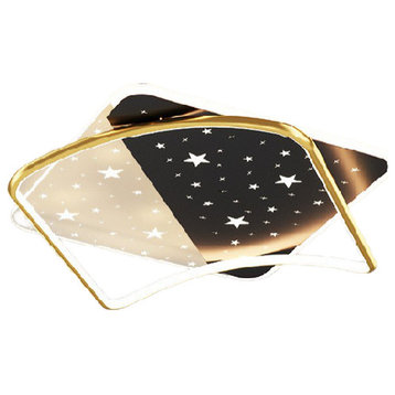 Round Black & Gold Acrylic Dimmable Ceiling Lamp with Stars, Black/gold, 2