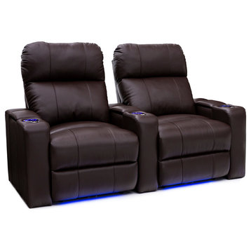 Seatcraft Julius Home Theater Seats, Leather, Brown, 2-Seats