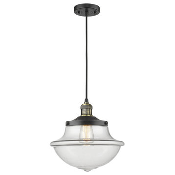 Innovations Oxford School House 1-Light Dimmable LED Pendant, Antique Brass
