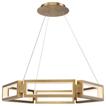 Modern Forms PD-50835 Mies 6 Light 36"W LED Ring Chandelier - Aged Brass