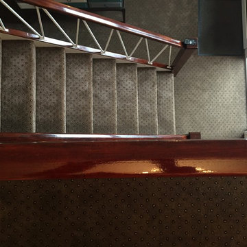 Pindot wilton in an open plan hall,stairs and landing