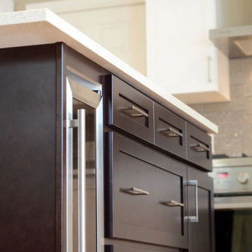 Cabinet Refacing Done in Maple With a Satin White Finish